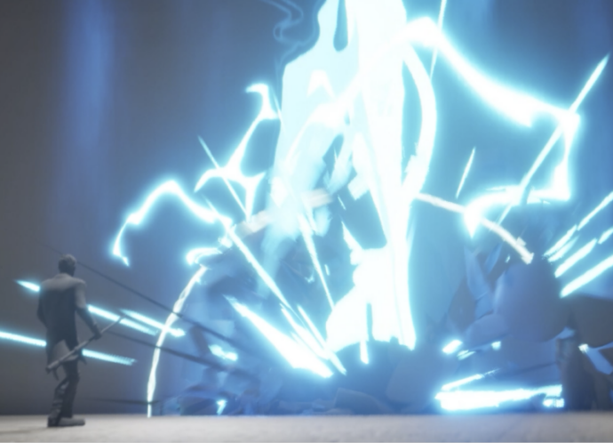 Stylized blue energy lightning explosion VFX effect for Unreal Engine 5 game development